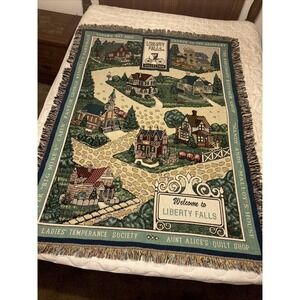 Vintage Liberty Falls Collection Tapestry Blanket Throw Cover 68x50 inches